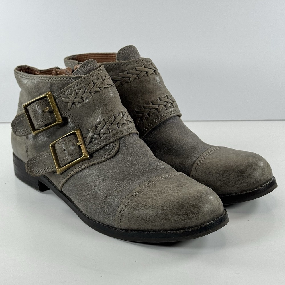 Lucky Brand LK-Daker Gray Cap Toe Leather Ankle Booties Women's Size 7‎ M - Picture 2 of 12